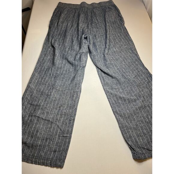 Zac & Rachel Linen Blend Lounge Crop Pants With Pockets Denim Color Sz Large - Picture 3 of 8